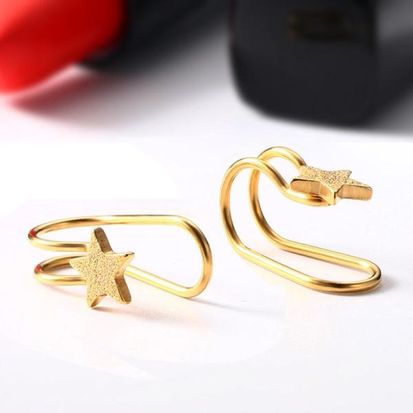 Philippines No Hole Gold Stainless Steel Star Clip On Earrings