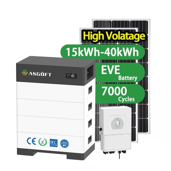 High Voltage home energy storage systems 15kwh-40kwh 100Ah lithium ion batteries stackable solar battery