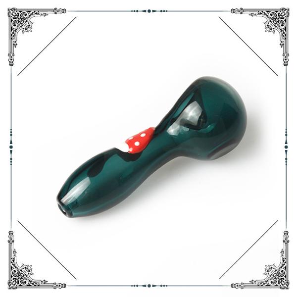 Glass Smoking Pipe Spoon Mini Hand Pipes with 3D Mushroom 4 Inches Hand Painted Pocket