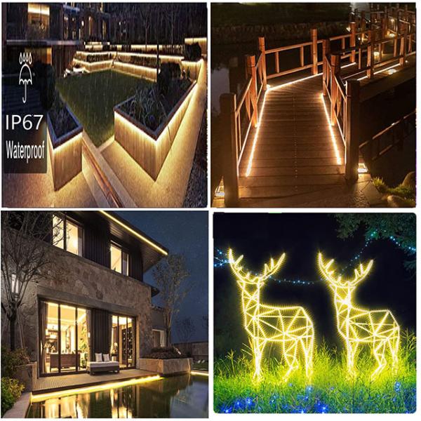 8 Mode Solar Strip Lights outdoor 3500K IP68 Water Resistant With Remote Control