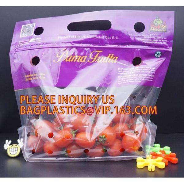 Fruits packaging bag/Grapes plastic bag with k, Air Holes Zip Handle Plastic Bags, bag with vent holes for Grape a