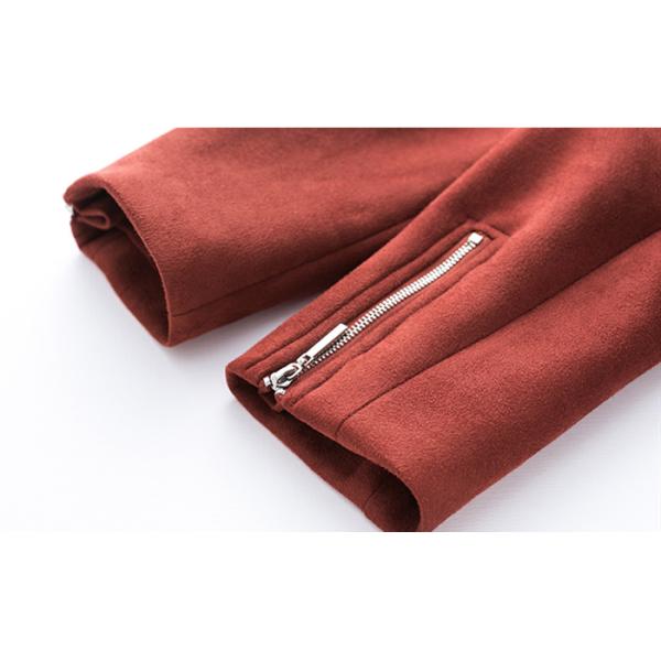 Polyester Shell Red Suede Faux Leather Jacket Ladies Womens Casual Wear