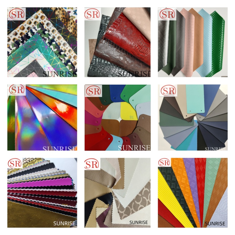 PU Leather Solid Color Woven Pattern Embossed Design Artificial Leather Fabric for Bag Cloth