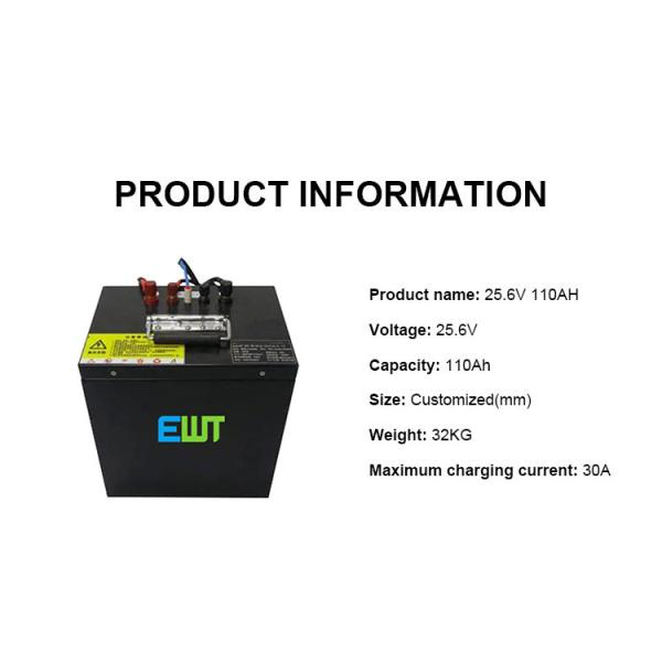 Bateria elétrica de lítio de ferro fosfato de 24 V Personalizada Bateria de lítio de 25,6 V 110 Ah