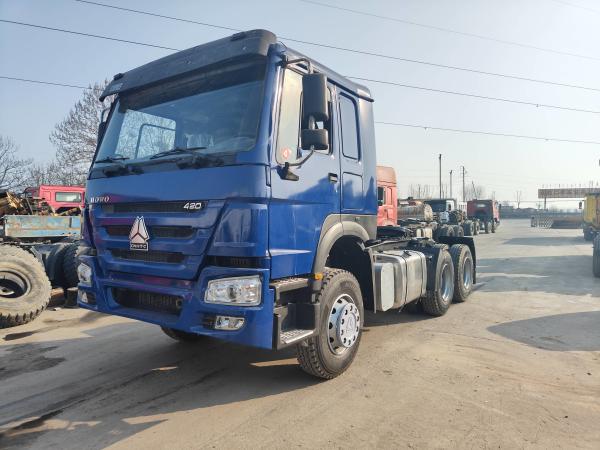Used 420 Howo Tractor Trucks 6*4 Drive Mode 12 Wheels Trailer Head Euro 3 Use In Africa