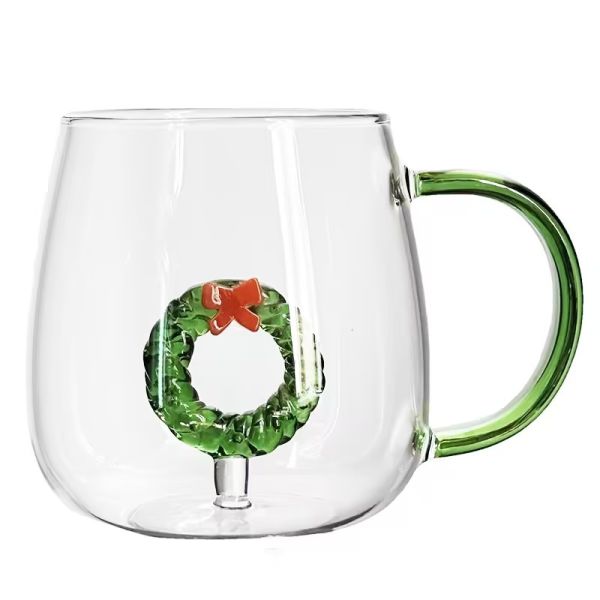 Modern Three Dimensional Belt Design Glass Coffee Cup For Hot Or Cold Beverages