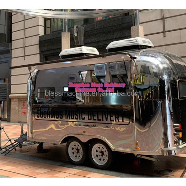 85kms long distance outdoor fast food trailer with durable stainless steel worktable