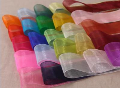 Multicolor Organza Christmas Ribbon , Wide Organza Ribbon For Gifts Packing