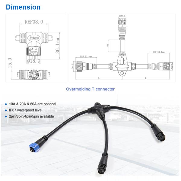 Соединители силового кабеля т форменные водоустойчивые на открытом воздухе с 2 женского и 1 мужчины
