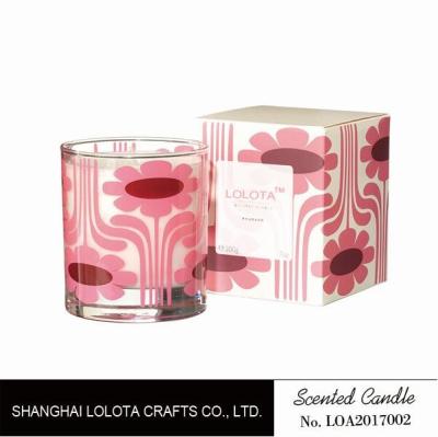 Pink Flower Pattern Scented Soy Wax Candle For Change The Home Atmosphere