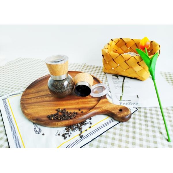 Glass Black Peppercorn Grinders with Round Glass Jars