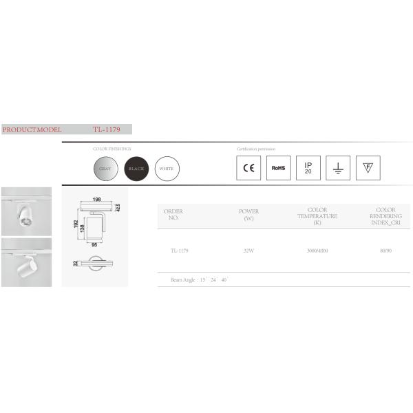 90RA 4wires 3 Phase Track Rail Type Driver 32w integrated Led Track Light for Shop Mall Ceiling Fixture