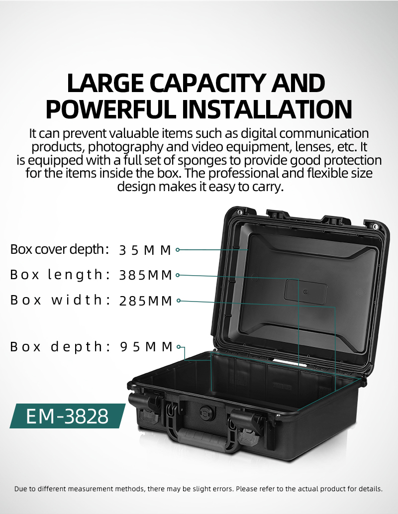 EM-3828 Waterproof Dustproof Tool Storage Case 419x346x148mm