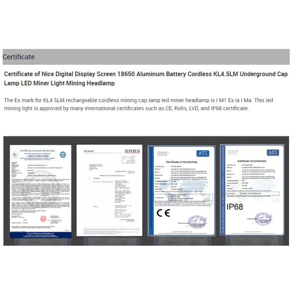 La luz subterránea inalámbrica de la capilla de la batería de aluminio llevó la lámpara de la explotación minera del minero