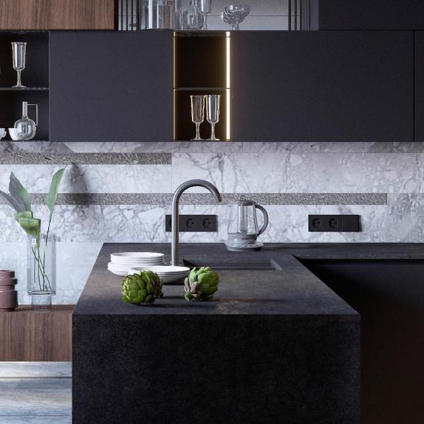 Modern Style 6mm PVC Kitchen Cabinets Dining Room Glossy Wood