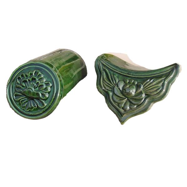 Pagoda Green Chinese Glazed Roof Tiles Buddhist Temple 220mm 200mm