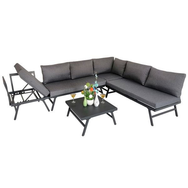 Patio Balcony Outdoor Furniture Set of 5 Knock Down Structure Popular High Quality Aluminum Garden Sofa Set