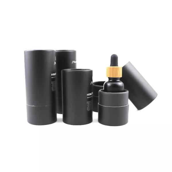 Black Cardboard Tube Boxes for Essential Oil Dropper Bottles Cosmetic Packaging Tubes