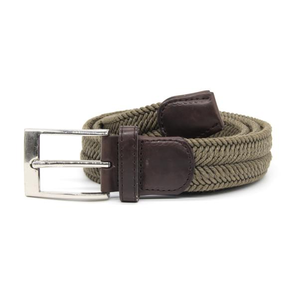 Braided Polyester Cotton Mens Elastic Stretch Belts 3.5cm Width
