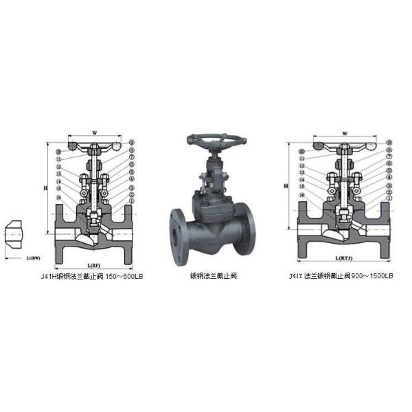 3/4 inch Welded Bonnet Forged Steel Self Sealing RF Flanged Globe Valves A105N