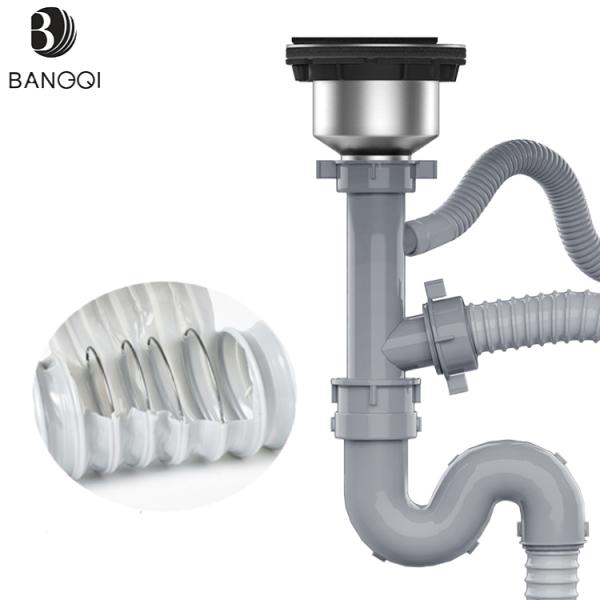 Modern Design PVC Stainless Steel Pipe Equipment Drainer Siphon Kitchen Sink Water Drain Tank for Basin for Bathroom Application