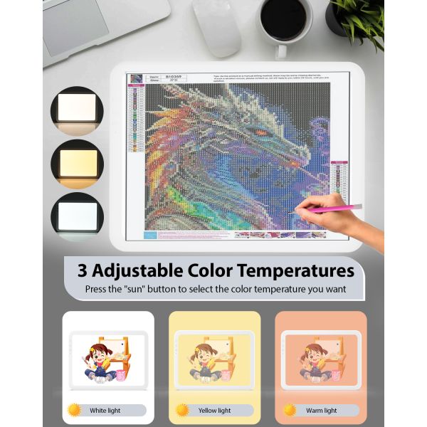 Plastic Led Light Pad Working Area 309219mm Adjustable Brightness for Diamond Painting Tracing Children Painting Toys Architectural Design Copying Board