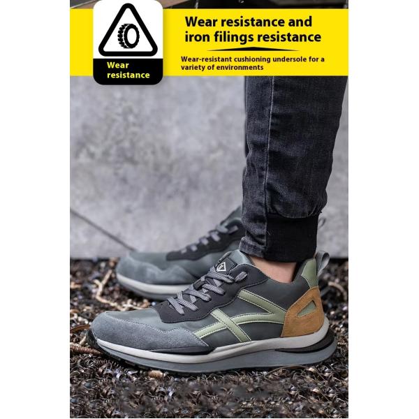 Chaussures de sécurité en daim et microfibre avec semelle en caoutchouc, embout en acier standard et semelle intermédiaire en Kevlar