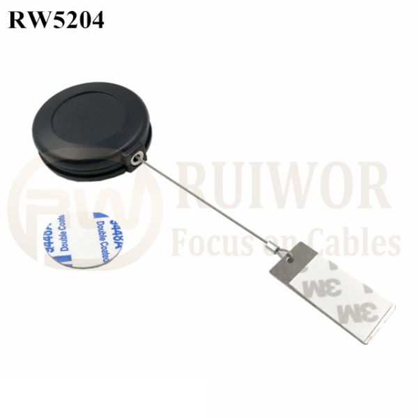RW5204 Round Anti Theft Retractor Plus 45X19mm Rectangular Sticky Metal Plate
