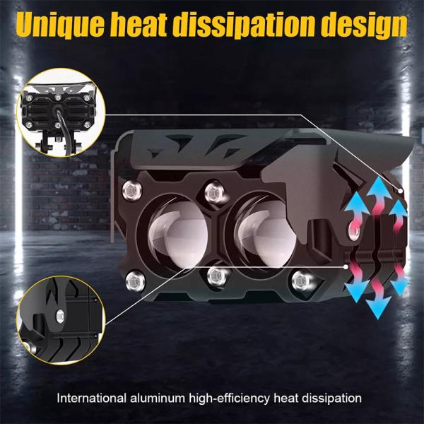 60W Motorcycle Driving Light Amber White Motorcycle Projector Light For Night Driving
