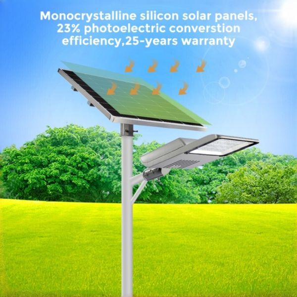 Solar Light with MPPT Controller & IP66 Waterproof 193.02LM/W, 3-5 Days Backup, No Wiring, 12-15m Installation Height