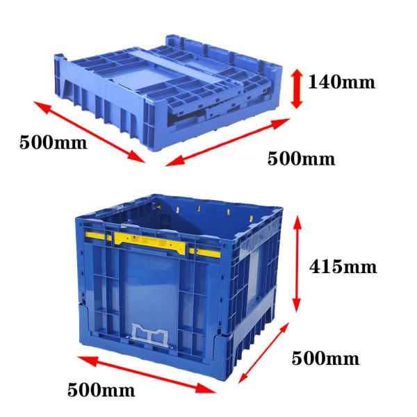 500*500*415 mm Caisse de lait en plastique pliable et pliable pour le marché