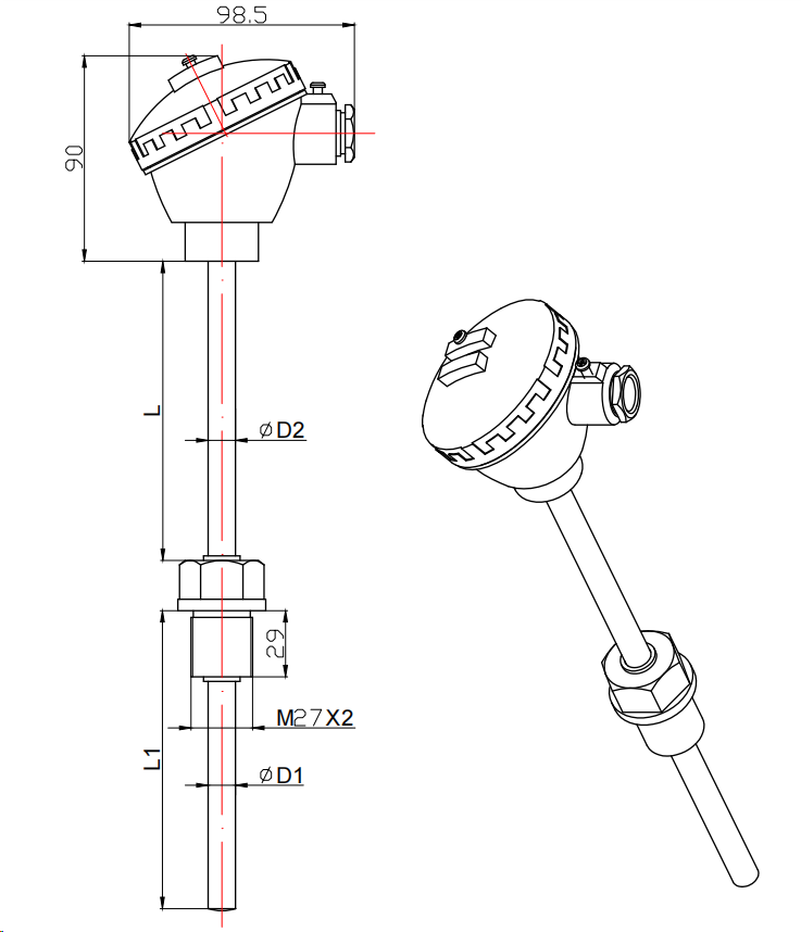 Thermal Resistance Armored Temperature Sensing Element For High Precision