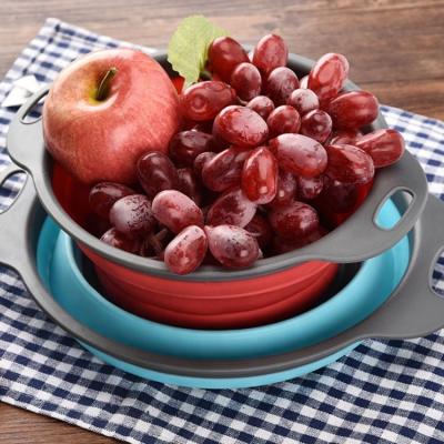 Circular Water Drain Basket , Silicone Folding Fruit Washing Basket Eco - Friendly