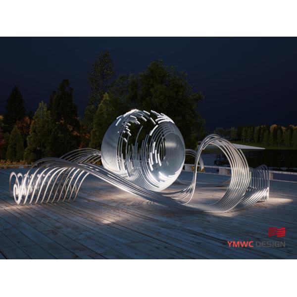 Outdoor Landscape Stainless Steel Abstract Art Sculpture with Customized LED Lights