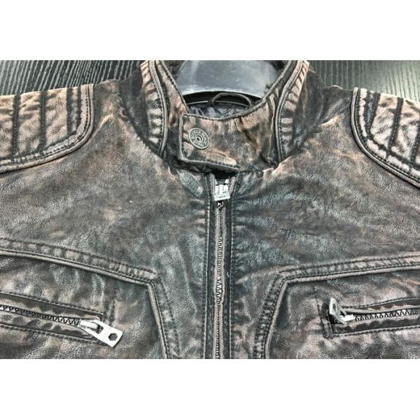 Garment Dyed Mens Black Quilted Jacket , Mottle Wash Pleather Jacket Mens