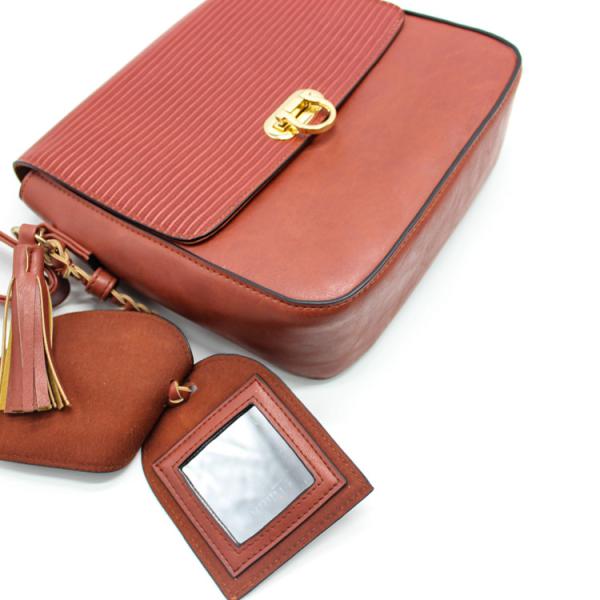 7cm Red Leather Crossbody Purse 124cm Strap One Handle Shoulder Bag