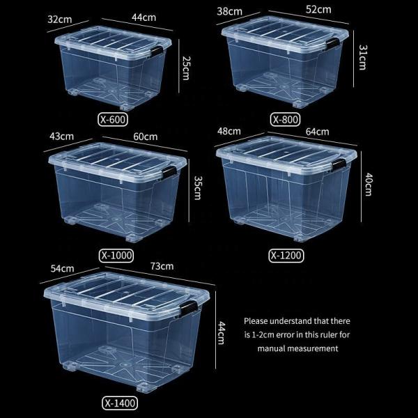 Recyclable Bin Household Multifunction Large Stackable Clothes Clear Transparent PP Container Box Plastic Storage Boxes Bins With Lid Wheels