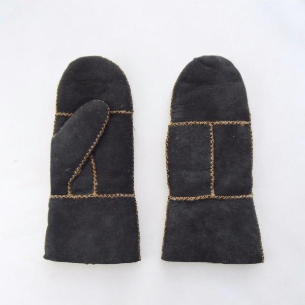 Shearling skin mittens double face leather women fur mitten