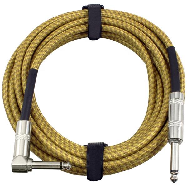 Durable Braided 3M 10FT Right Angle Straight 1/4 TS Jack Electric Instrument Guitar Patch Cable