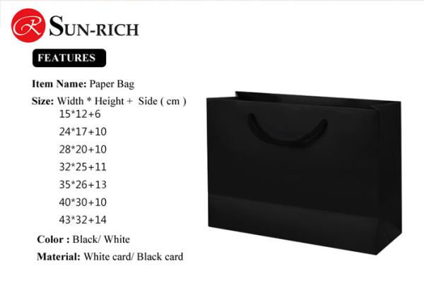 Custom Carrier Printed Black White Paper Shopping Bags / Recycled Paper Bags
