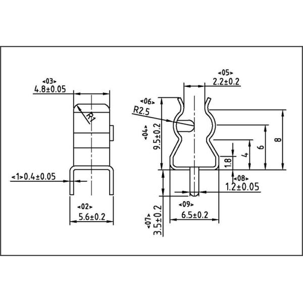 Вертикальный контакт предохранительного патрона FS001 держателя 2AG PCB для связи плавкого патрона 5x20mm