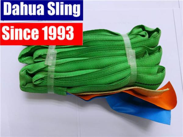 Green Heavy Duty Polyester Endless Round Slings 2 ton for port loading