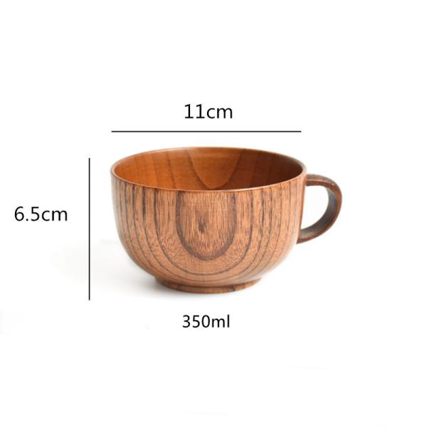 Chinese Style Burly Wooden Drinking Cups 220ML 350ML With Handle