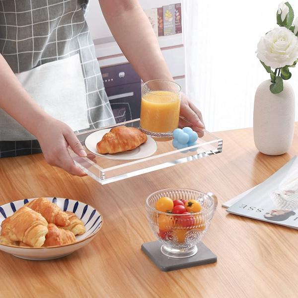 Transparent Lucite Acrylic Tray For Desks Storage Personalized With Handles Lid
