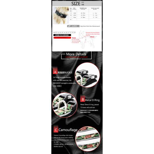 Luxury Pattern Reflective Big 	Nylon Dog Collars Products Pet Accessories Custom Dog Collar