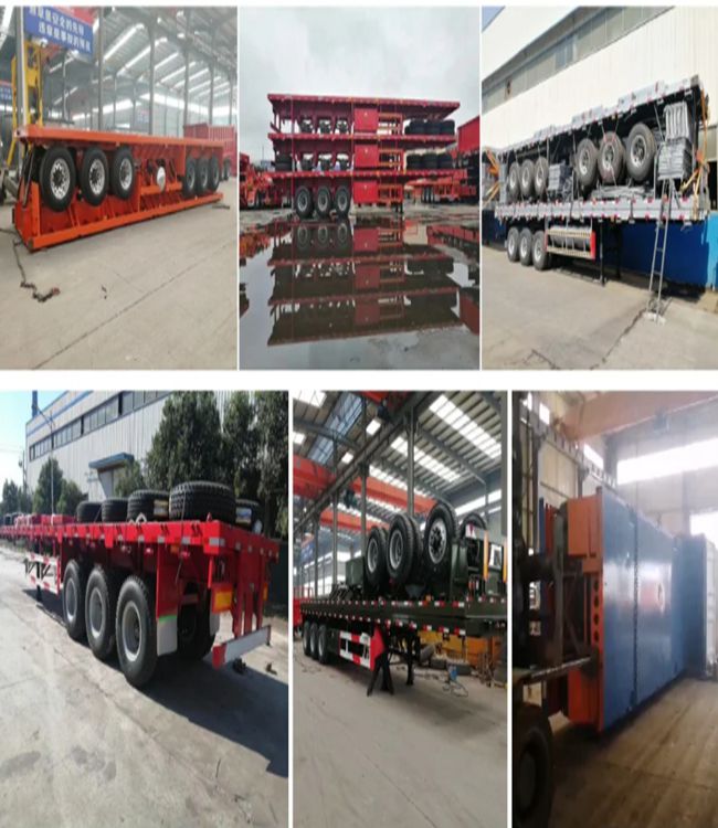 Многоосевой SINOTRUK 28FT 40 FT платформенный полуприцеп с плоской кроватью с более высокой грузоподъемностью и более длительным сроком службы