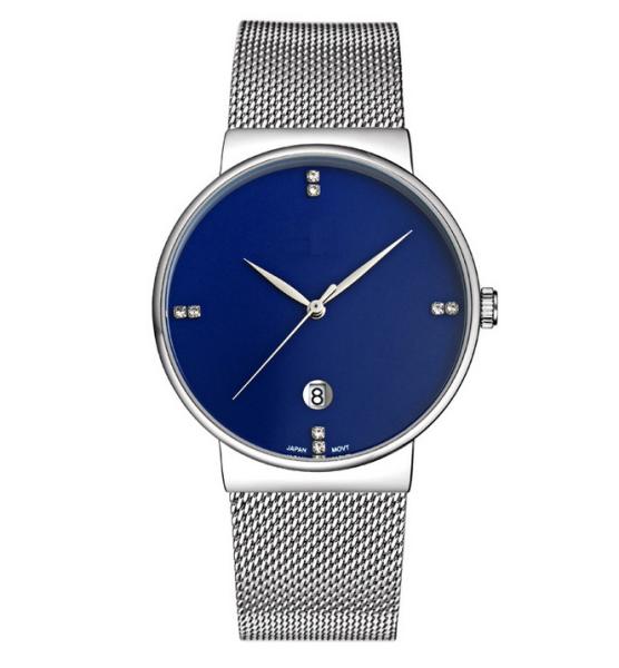 Customiz logo fashion alloy wrist watch with S/S mesh band ,quartz movement wrist watch