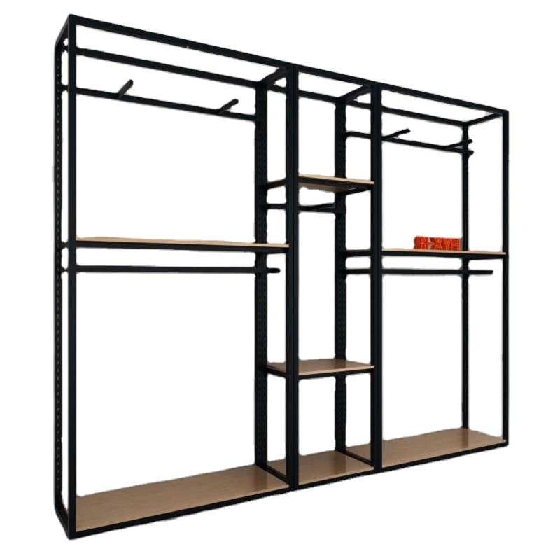 Modern 2 Tier Steel MDF Wardrobe Clothing Garment Rack for Retail Shops and Advertising