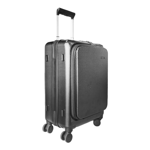 20 maleta de fibra de carbono de policarbonato con ruedas de 360 grados brillantes con apertura frontal con cremallera multifuncional moldeada de una pieza