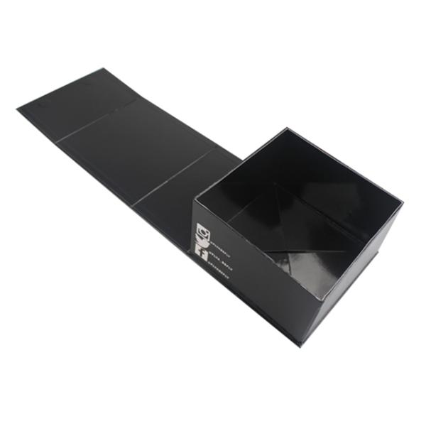 Wholesale Custom Logo Black Magnetic Gift Packaging Folding Hat Box Paper Rigid Cardboard